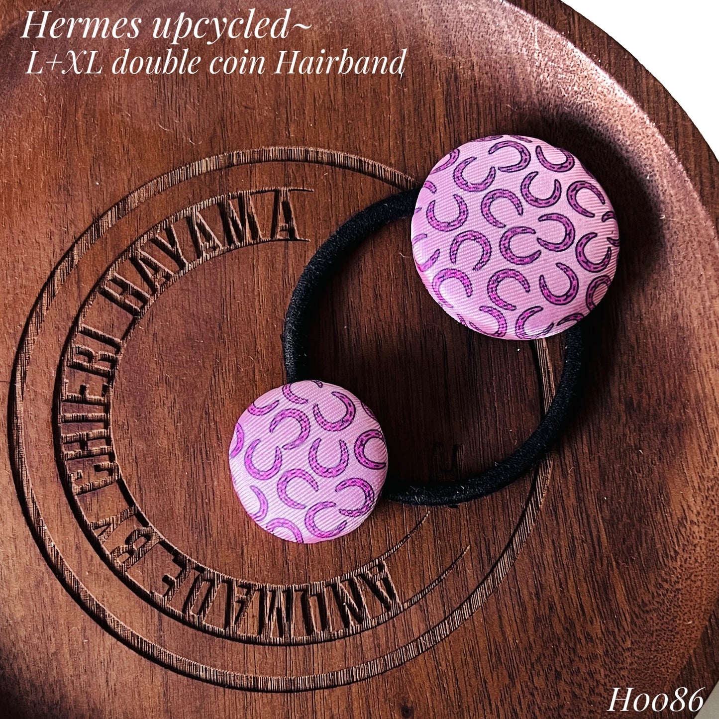 H-H0086-sakura Pink & Shocking pink lucky horseshoes- Hairband