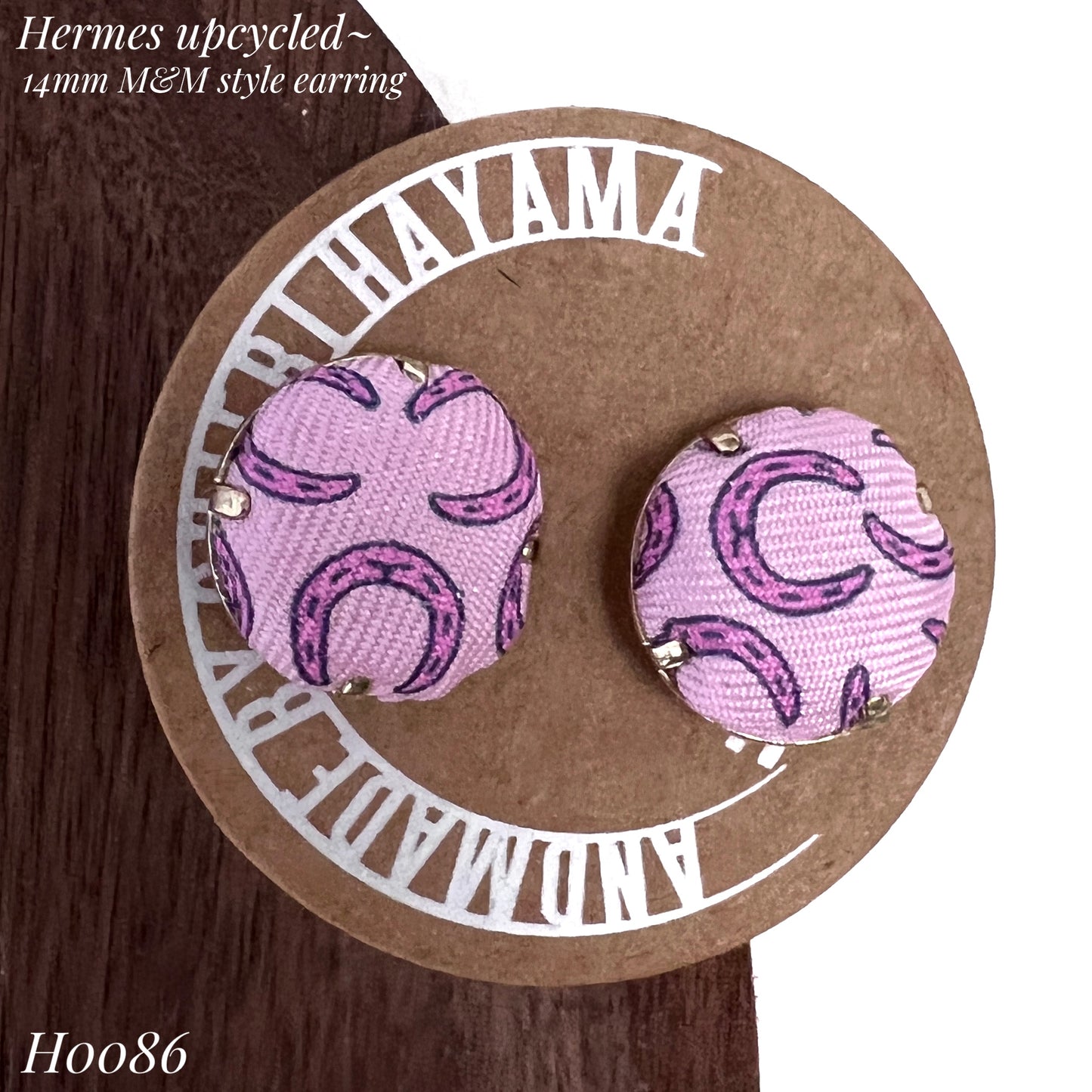 H-H0086-sakura Pink & Shocking pink lucky horseshoes- earrings