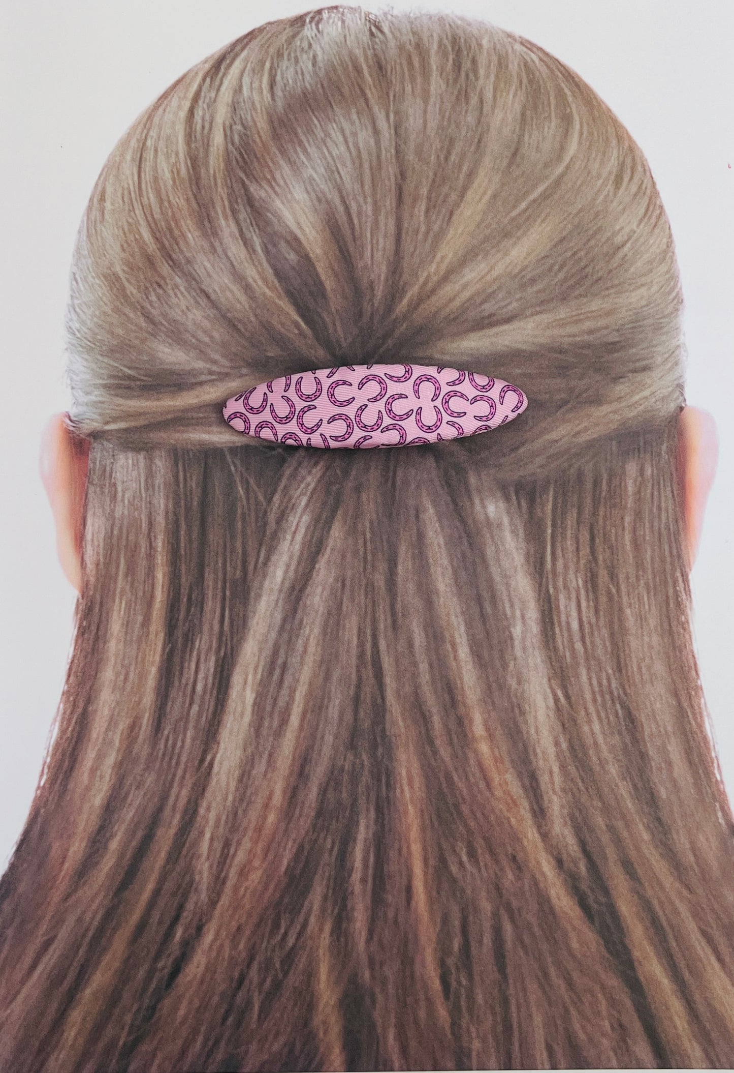 H-H0086-sakura Pink & Shocking pink lucky horseshoes- Hairclip