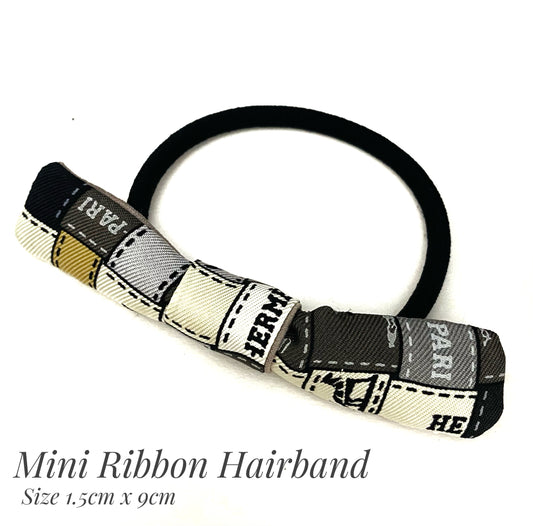 H-H icons Ribbons- HJ-Black & Grey- mini Ribbon Hairband