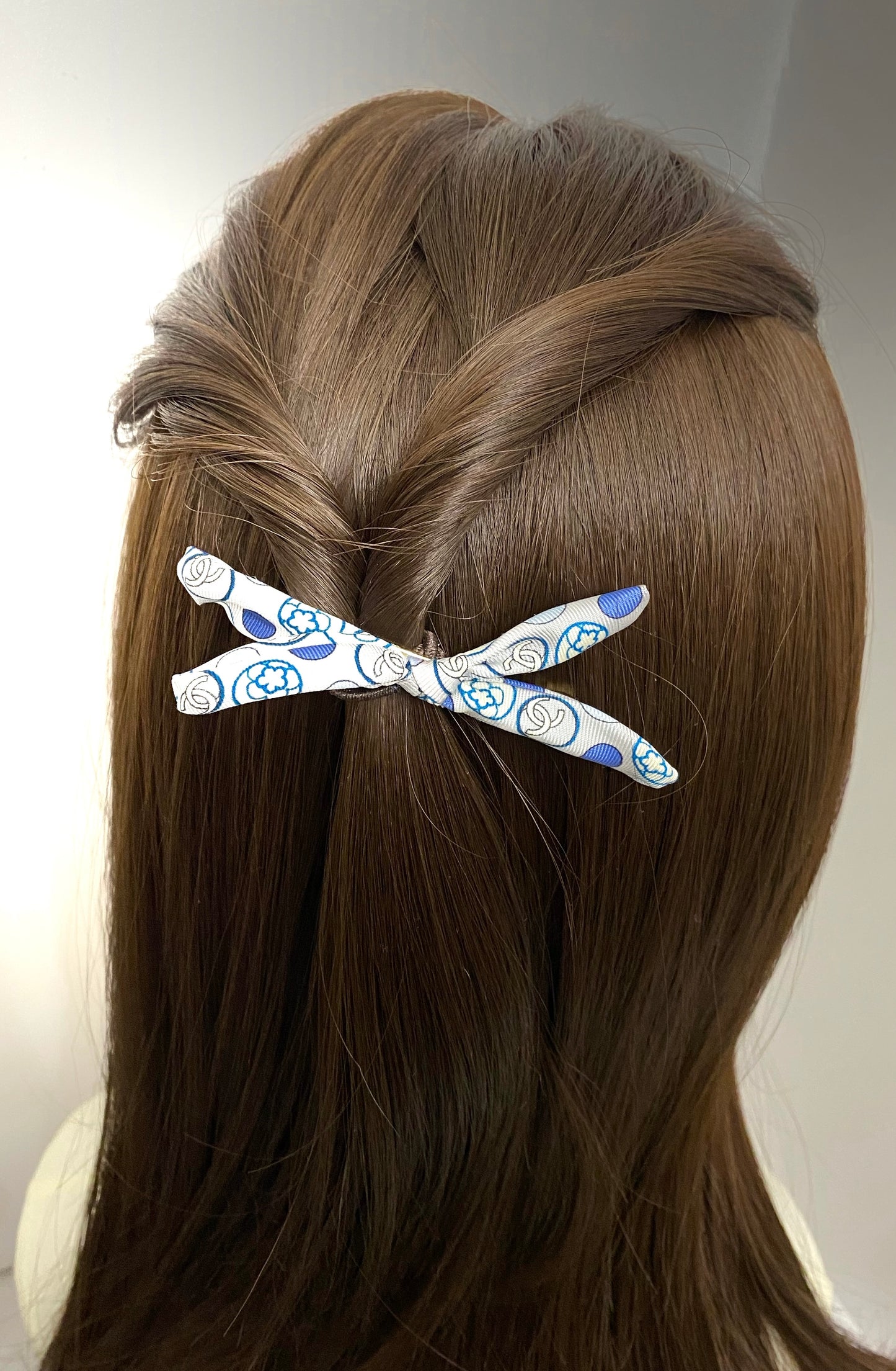 CC- Dove & Alegria Camellias- CC007- mini Double Ribbon Hairclip/ hairband/ earring