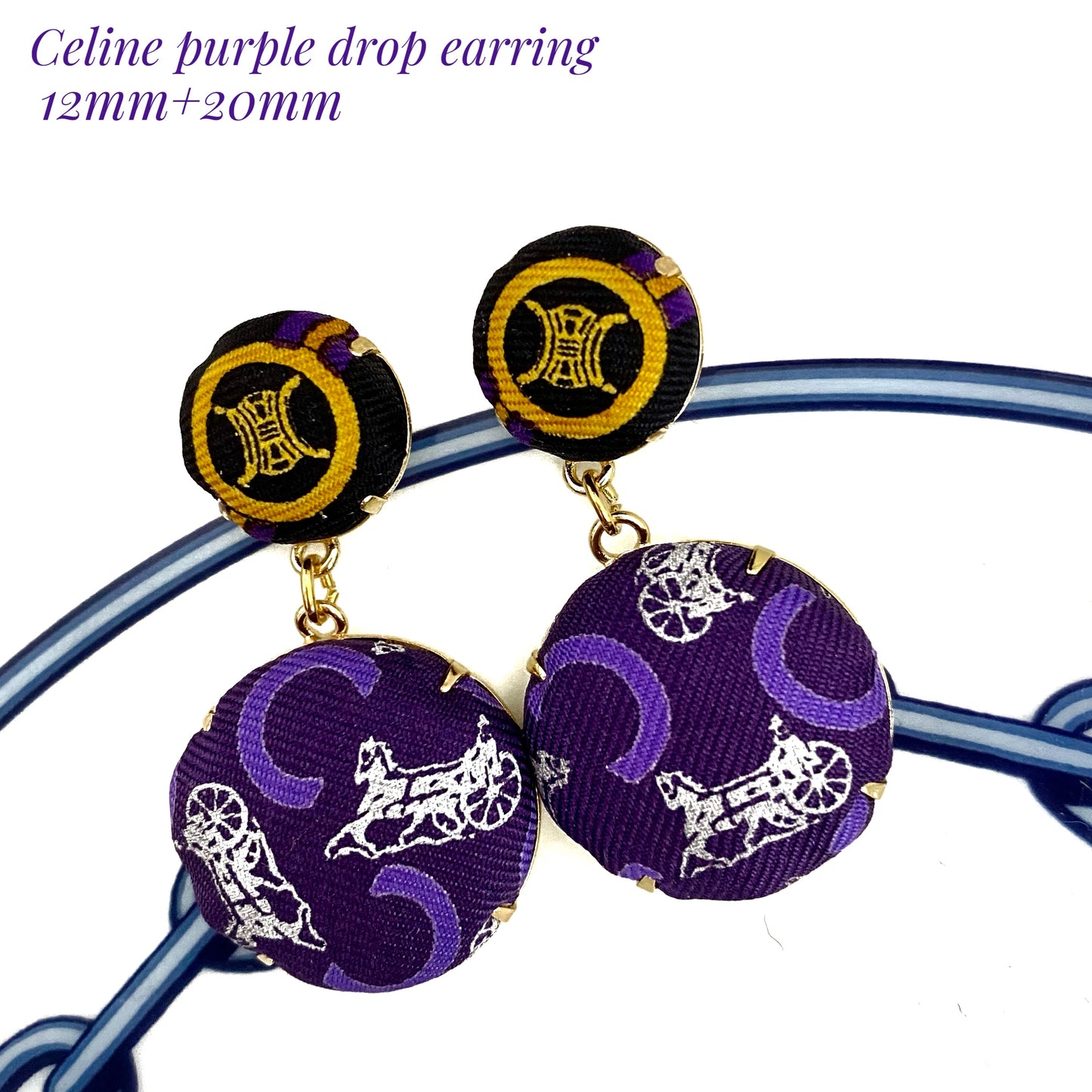 C-C black & purple strip- earring