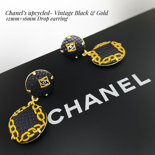 CC- Vintage black & Gold Chain-CC010 earring