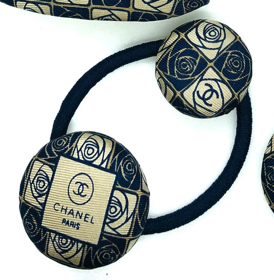 CC- Navy & Gold Camellias- CC040- Hairband