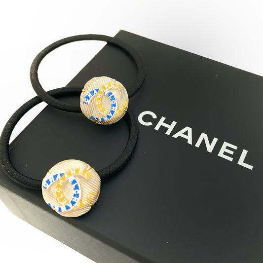 CC- classic beige with blue & yellow CC logo CC020- Hairband / oval shape Clip